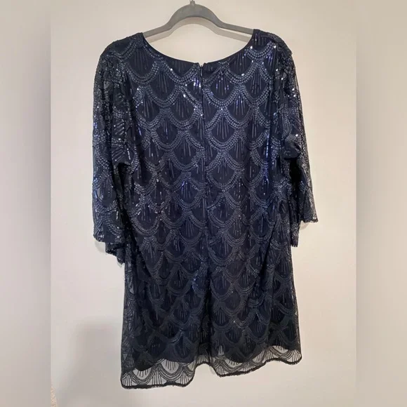 *EUC* Honey Punch Midnight Blue Sequin Dress - Picture 3 of 9